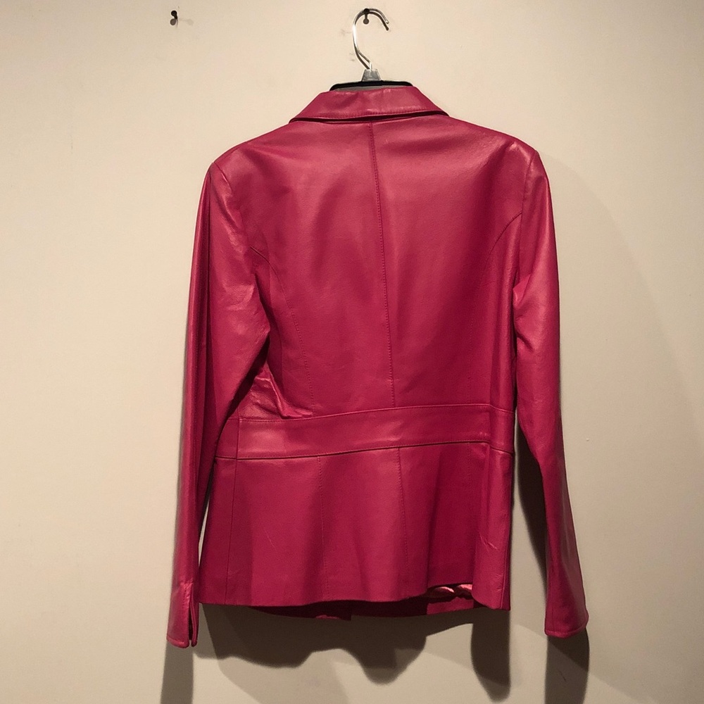 Vintage Metrostyle Magenta Leather Jacket - Picture 4 of 5